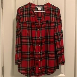 EUC Old Navy Red Tartan Plaid Button down shirt